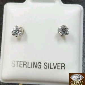 ♡925 Sterling Silver,3mm CZ Stud Earrings♡